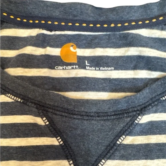 Carhartt Women’s Blue and White Striped Top - Picture 3 of 4